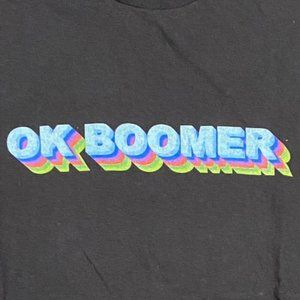 Delta Pro Weight Large "OK BOOMER" Black Tshirt Graphic Print
